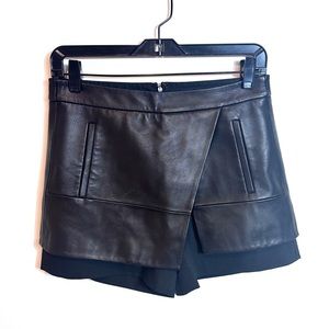 Tibi Black Lamb Leather Skirt